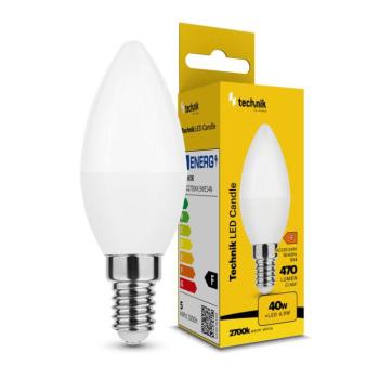 Technik LED Izzó Gyertya (Candle) C37 4,9W E14 200° 2700K (470 lumen) ERP, meleg fehér, CRI>80, MTL-C2700K4-9WE14N kép