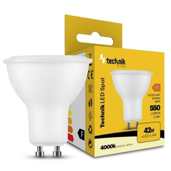 Technik LED Izzó Spot Alu-Plastic 6,4W GU10 110° 4000K (550 lumen) ERP, természetes fehér, CRI>80, MTL-GU104000K6-4WN kép