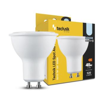 Technik LED Izzó Spot Alu-Plastic 7W GU10 100° 6000K (520 lumen), hideg fehér, CRI>80, MTL-GU106000K7W kép