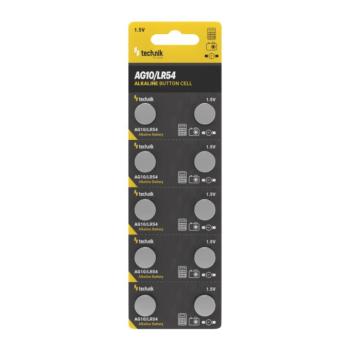 Technik Platinum Gombelem Alkáli AG10, LR54, 189, 389 (1,5V) B10, TAG10-B10 kép