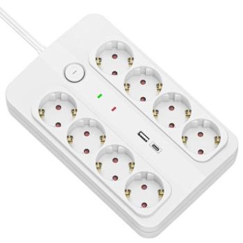 Technik Professional Elosztó 8 utas 1,5m 1,5mm2,USB-A-C,surge,kapcsoló 16A, TP1255 kép