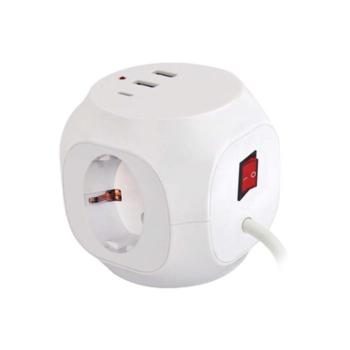 Technik Professional Elosztó Kocka 3 utas 1,5m kábel (1,5mm2), USB C/A 16A, TP1278 kép