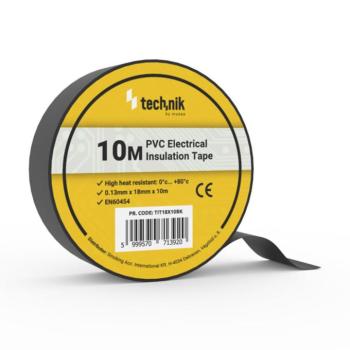 Technik - Szigetelőszalag 0,13mm x 18mm x 10m Fekete, TIT18X10BK kép