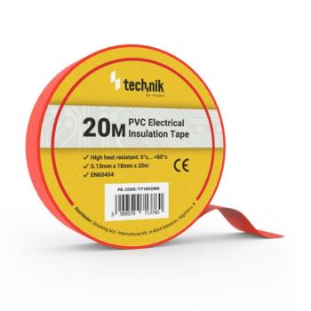 Technik - Szigetelőszalag 0,13mm x 18mm x 20m Piros, TIT18X20RD kép