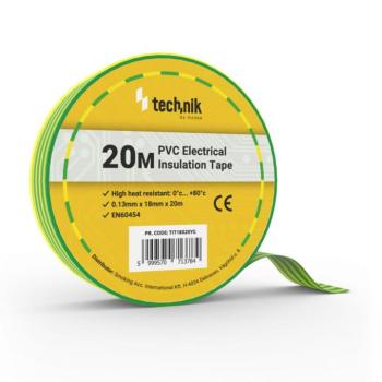 Technik - Szigetelőszalag 0,13mm x 18mm x 20m Zöld-Sárga, TIT18X20YG kép