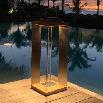 Teckinox LED napelemes lámpa, teak/acél, 65.5cm kép
