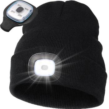 Téli sapka LED-lámpával, fekete