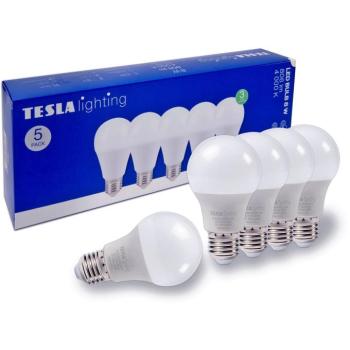 Tesla BULB E27, 8,5 W, 230 V, 806 lm, 25 000 h, 4000K nappali fehér, 220°, 5 db a csomagban kép
