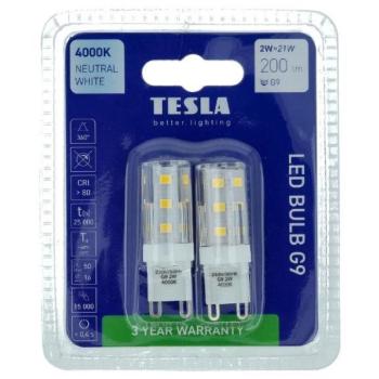 Tesla - G9, 2W, 230V, 200lm LED izzó, 4000K, nappali fehér, 2db