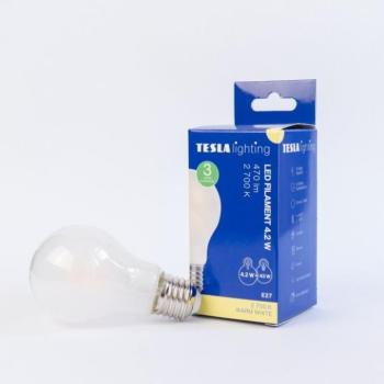 Tesla - LED izzó FILAMENT RETRO BULB, E27, 4,2 W, 230 V, 470 lm, 25000 h, 2700K meleg fehér, 360° kép
