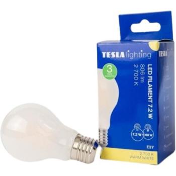 Tesla - LED izzó FILAMENT RETRO BULB E27, 7,2 W, 230 V, 806 lm, 25000 h, 2700K meleg fehér, 360° kép