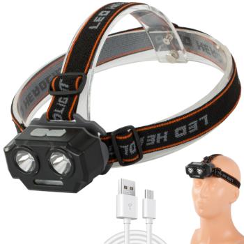 Thebrand SQ-803 taktikai fejlámpa újratölthető akkumulátorral XHP30 és SMD LED (08334) kép