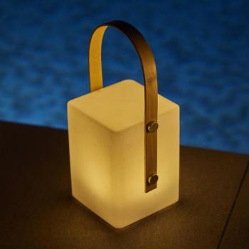 Tiky LED tölthető asztali világítás, fehér, magasság 27 cm, bambusz/műanyag kép