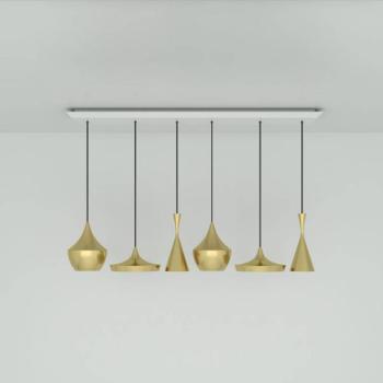 Tom Dixon Beat Range Linear lógó lámpa 6 izzós, sárgaréz kép