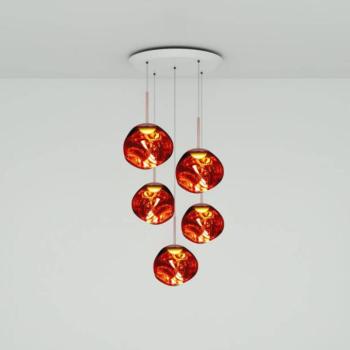 Tom Dixon Melt Mini Round lógó lámpa, réz, 73 cm, 5 izzós. kép