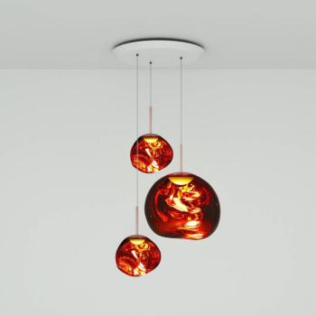 Tom Dixon lógó lámpa Melt Trio Round, 81 cm, 3 izzós, réz kép