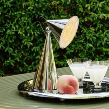 Tom Dixon LED tölthető asztali lámpa Pose, ezüst színű, magasság 25 cm kép