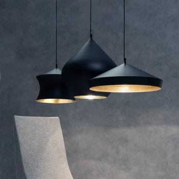 Tom Dixon LED lógó lámpa Beat Wide, fekete, 36 cm, sárgaréz kép