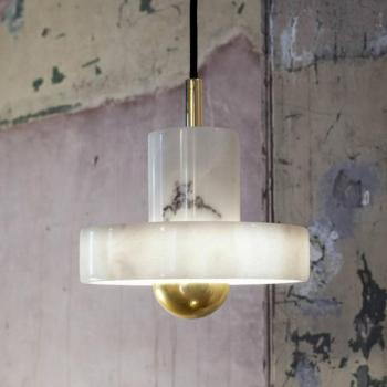 Tom Dixon LED lógó lámpa Stone, fehér, Ø 18 cm, márvány kép