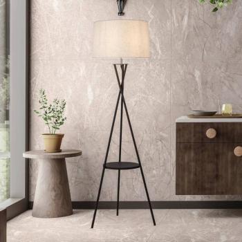 Tora állólámpa, fekete/fehér, textil, magasság 158 cm állvány kép