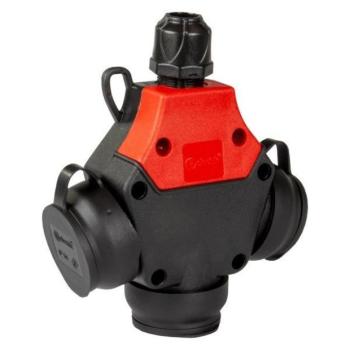 TP Electric gumi hármas elosztó, 1×16 A / IP54, háromfázisú, francia aljzatok, 250 V, piros kép