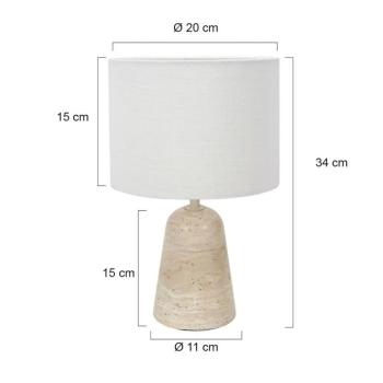 Travino asztali világítás, magasság 34 cm, travertin, vászon, E27 kép