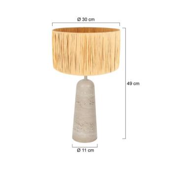 Travino asztali világítás, magasság 49 cm, travertin, tengeri fű, E27 kép