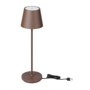 Újratölthető asztali lámpa, 1,5w, 3000K, meleg fehér, 150lm, 180°, corten, dimmelhető, IP54, V-TAC, 23446 kép