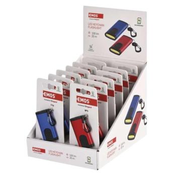 Újratölthető mini LED-es zseblámpa – kulcstartó, 100 lm, kínáló dobozban