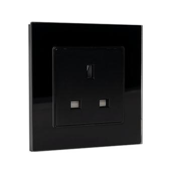 UK TYPE SOCKET 13A GLASS FRAME BLACK kép