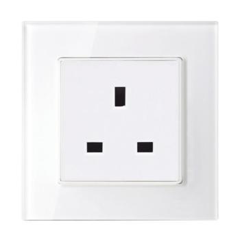 UK TYPE SOCKET 13A GLASS FRAME WHITE kép