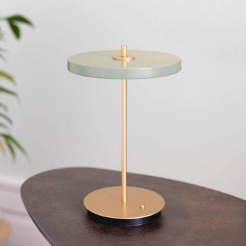UMAGE Asteria Move LED tölthető asztali lámpa, olajzöld/sárgaréz, 31 cm kép