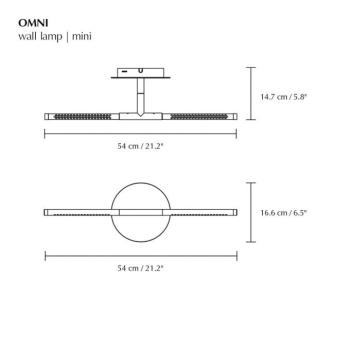 UMAGE LED fali lámpa Omni, sárgaréz színű, szélesség 54 cm, 2 izzós. kép