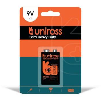 Uniross Féltartós 9V Elem (6F22) B1 kép