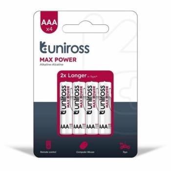 Uniross MAX POWER Alkáli Mikro Elem AAA (LR03) (1,5V) B4 kép