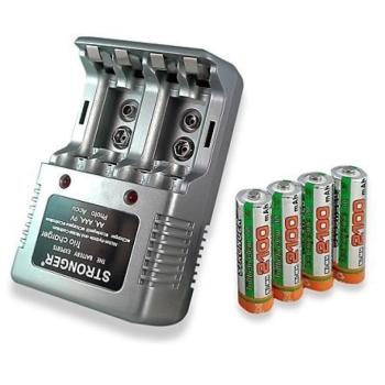 Univerzális töltő + 4 db ceruza akku / tölthető AA akku 2100 mAh