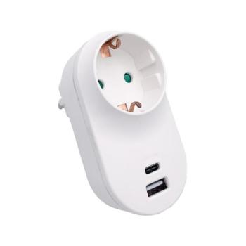 UNIX-C földelt csatlakozóaljzat 16A 3680W 2xUSB-3.1A fehér gyermekvédelemmel dugvilla+aljzat 8002820 VITO kép