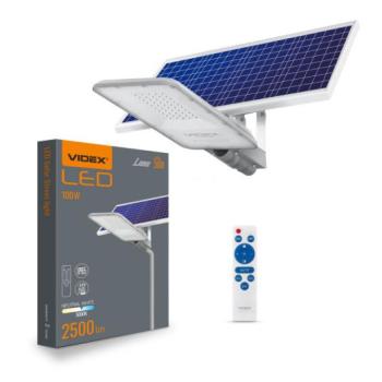 Utcai LED lámpatest , napelemes , 100W , természetes fehér , időzíthető , távirányítóval , IP65 , VIDEX , Lana kép