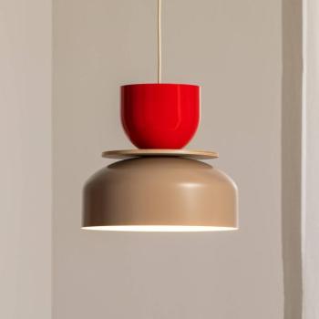 Uto lógó világítás, bézs/piros, Ø 30 cm, fém kép