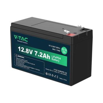 V-TAC 12.8V 7.2Ah LiFePO4 akkumulátor, Lítium vasfoszfát akku T2 saruval - SKU 11942 kép