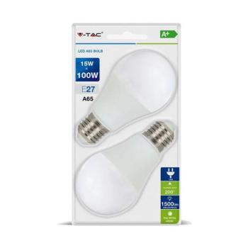 V-TAC 15W E27 meleg fehér LED égő csomag (2 db) - SKU 7300 kép