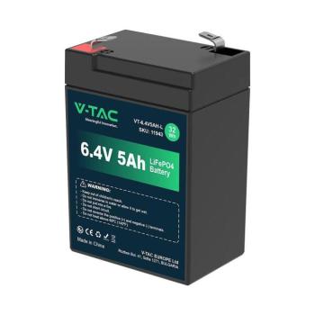 V-TAC 6.4V 5Ah LiFePO4 akkumulátor, Lítium vasfoszfát akku T2 saruval - SKU 11943 kép