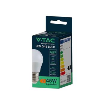 V-TAC 6.5W E27 meleg fehér G45 LED égő - SKU 23878 kép