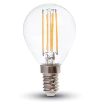 V-TAC 6W E14 meleg fehér filament P45 LED égő, 100 Lm/W - SKU 2845 kép
