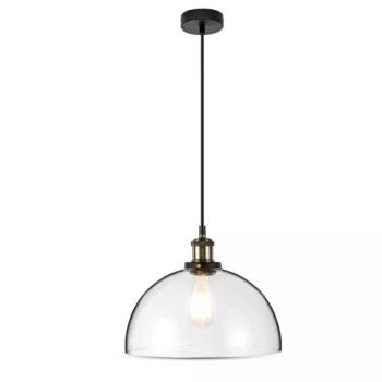 V-TAC átlátszó üveg csillár, függeszték E27 foglalattal, Ø 200mm - SKU 37372 kép