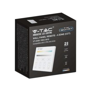 V-TAC CCT, fali 4 zónás rádiófrekvenciás LED szalag távirányító - SKU 2916 kép