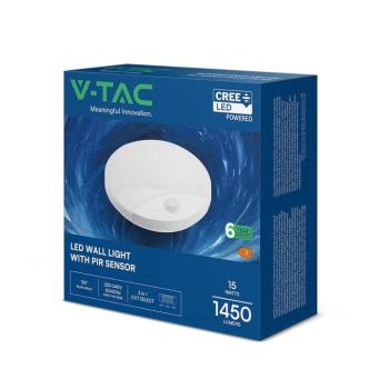 V-TAC CREE LED 15W fali LED lámpa, mozgásérzékelővel, CCT - SKU 234206 kép
