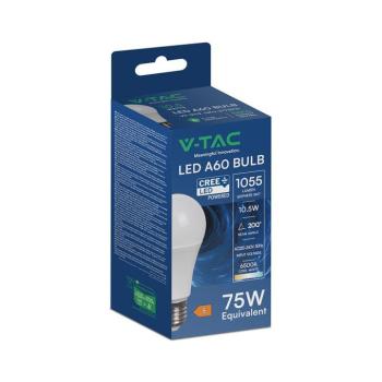 V-TAC CREE SMD 10.5W E27 hideg fehér A60 LED égő, 100 Lm/W - SKU 2173516 kép
