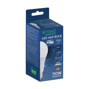 V-TAC CREE SMD 17W E27 meleg fehér A65 LED égő, 100 Lm/W - SKU 2144566 kép