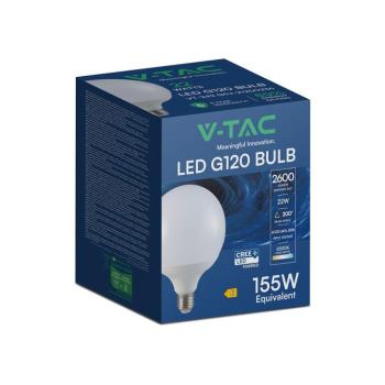V-TAC CREE SMD 22W E27 hideg fehér G120 LED égő - SKU 21200236 kép